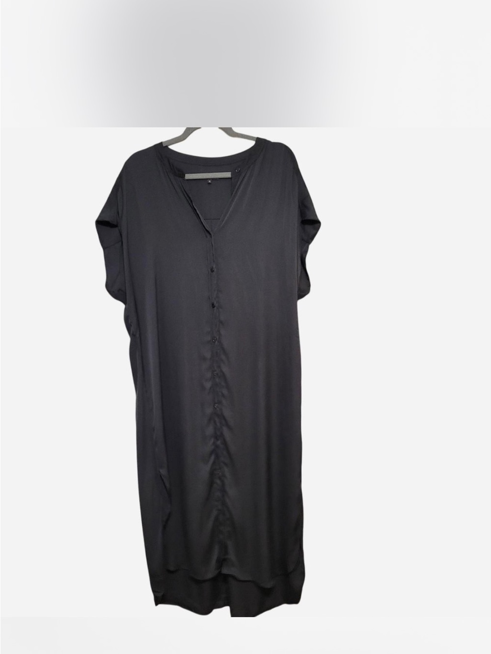 Quince Black washable silk  Midi shirt Dress